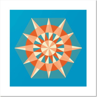 Kaleidoscope Retro Blue Posters and Art